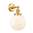 Beacon Sconce shown in the Satin Gold finish with a Matte White shade