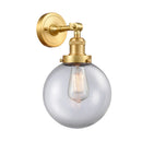 Beacon Sconce shown in the Satin Gold finish with a Clear shade