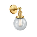 Beacon Sconce shown in the Satin Gold finish with a Seedy shade