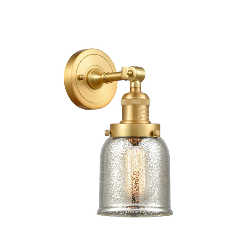 Bell Sconce shown in the Satin Gold finish with a Silver Plated Mercury shade