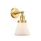 Cone Sconce shown in the Satin Gold finish with a Matte White shade