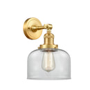 Bell Sconce shown in the Satin Gold finish with a Clear shade