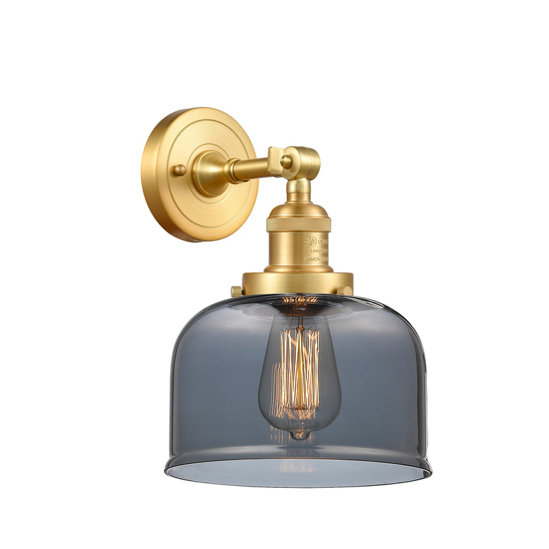 Bell Sconce shown in the Satin Gold finish with a Plated Smoke shade