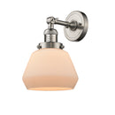 Fulton Sconce shown in the Brushed Satin Nickel finish with a Matte White shade