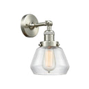 Fulton Sconce shown in the Brushed Satin Nickel finish with a Clear shade