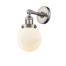 Beacon Sconce shown in the Brushed Satin Nickel finish with a Matte White shade