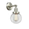 Beacon Sconce shown in the Brushed Satin Nickel finish with a Clear shade