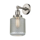 Stanton Sconce shown in the Brushed Satin Nickel finish with a Clear Wire Mesh shade