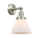 Cone Sconce shown in the Brushed Satin Nickel finish with a Matte White shade