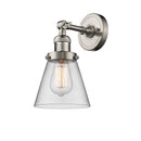 Cone Sconce shown in the Brushed Satin Nickel finish with a Clear shade