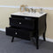 Bellaterra 35.4" Single Sink Vanity Wood Black White Marble Top With Rectangular Sink 203057B-WH