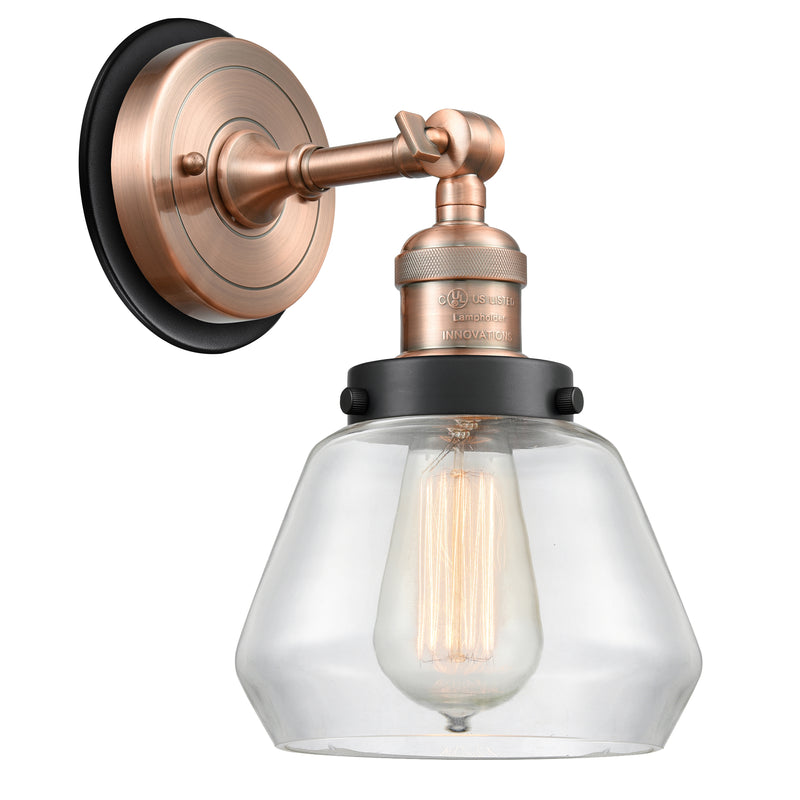 Fulton Sconce shown in the Antique Copper finish with a Clear shade