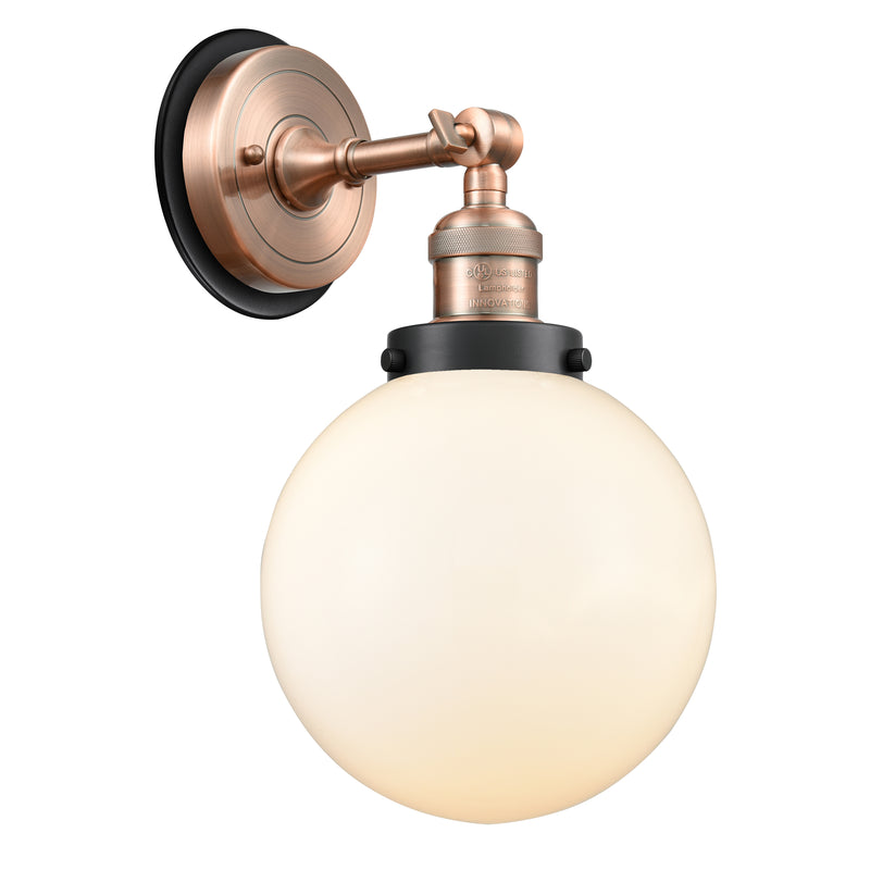 Beacon Sconce shown in the Antique Copper finish with a Matte White shade