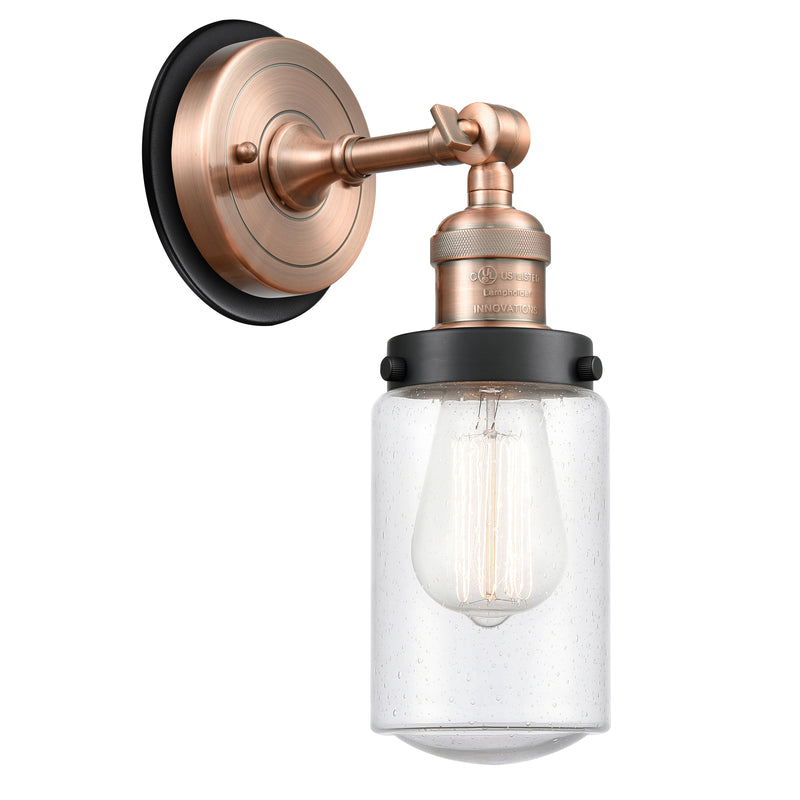 Dover Sconce shown in the Antique Copper finish with a Seedy shade