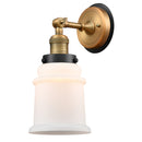 Canton Sconce shown in the Brushed Brass finish with a Matte White shade