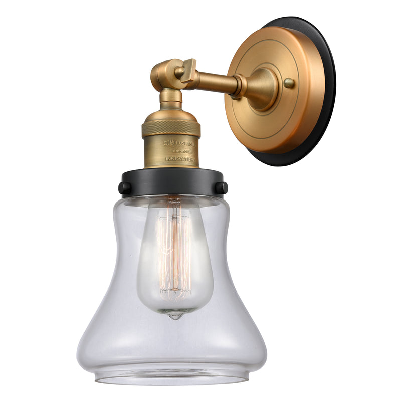 Bellmont Sconce shown in the Brushed Brass finish with a Clear shade