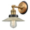 Halophane Sconce shown in the Brushed Brass finish with a Clear Halophane shade