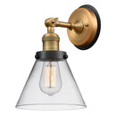 Cone Sconce shown in the Brushed Brass finish with a Clear shade