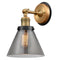 Cone Sconce shown in the Brushed Brass finish with a Plated Smoke shade