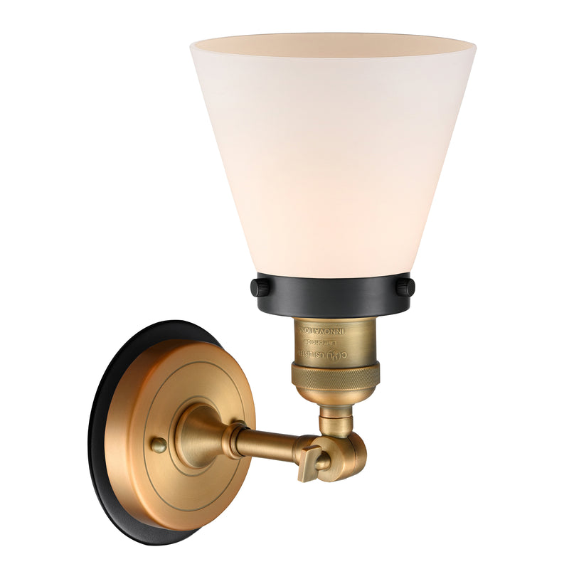 Innovations Lighting Small Cone 1 Light Mixed Metals Sconce Part Of The Franklin Restoration Collection 203BB-BPBK-HRBK-G61