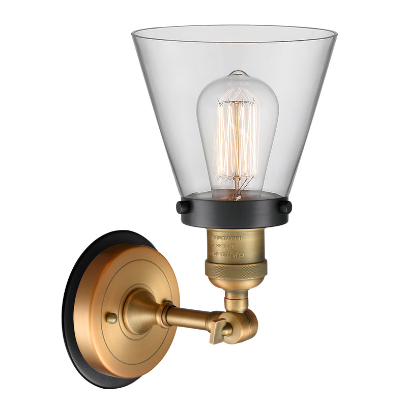 Innovations Lighting Small Cone 1 Light Mixed Metals Sconce Part Of The Franklin Restoration Collection 203BB-BPBK-HRBK-G62