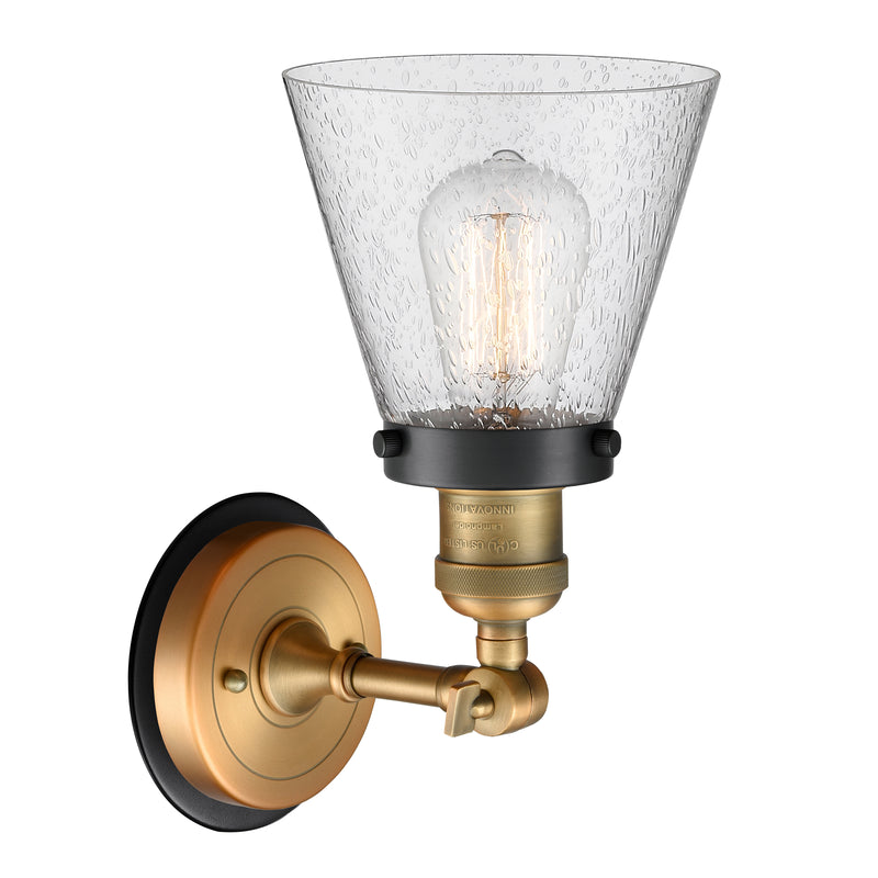 Innovations Lighting Small Cone 1 Light Mixed Metals Sconce Part Of The Franklin Restoration Collection 203BB-BPBK-HRBK-G64