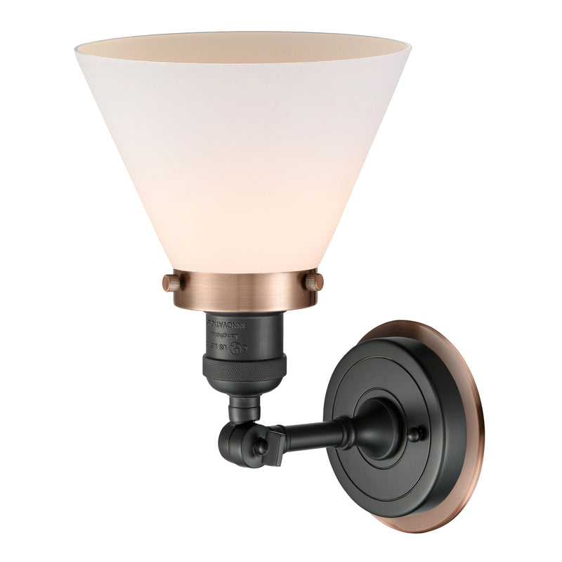 Innovations Lighting Large Cone 1 Light Mixed Metals Sconce Part Of The Franklin Restoration Collection 203BK-BPAC-HRAC-G41