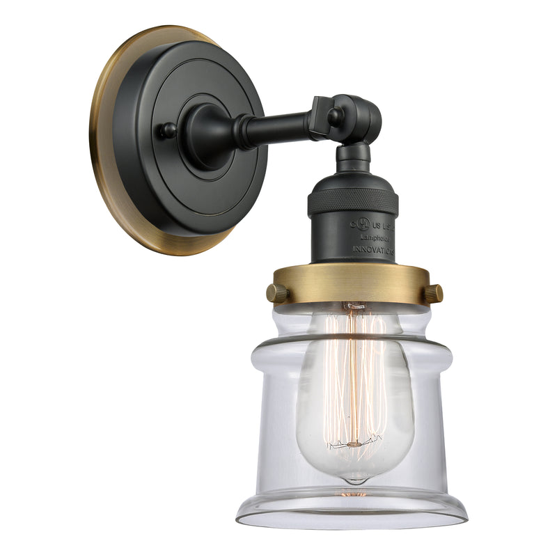 Canton Sconce shown in the Matte Black finish with a Clear shade