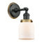 Bell Sconce shown in the Matte Black finish with a Matte White shade