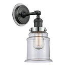 Canton Sconce shown in the Matte Black finish with a Clear shade