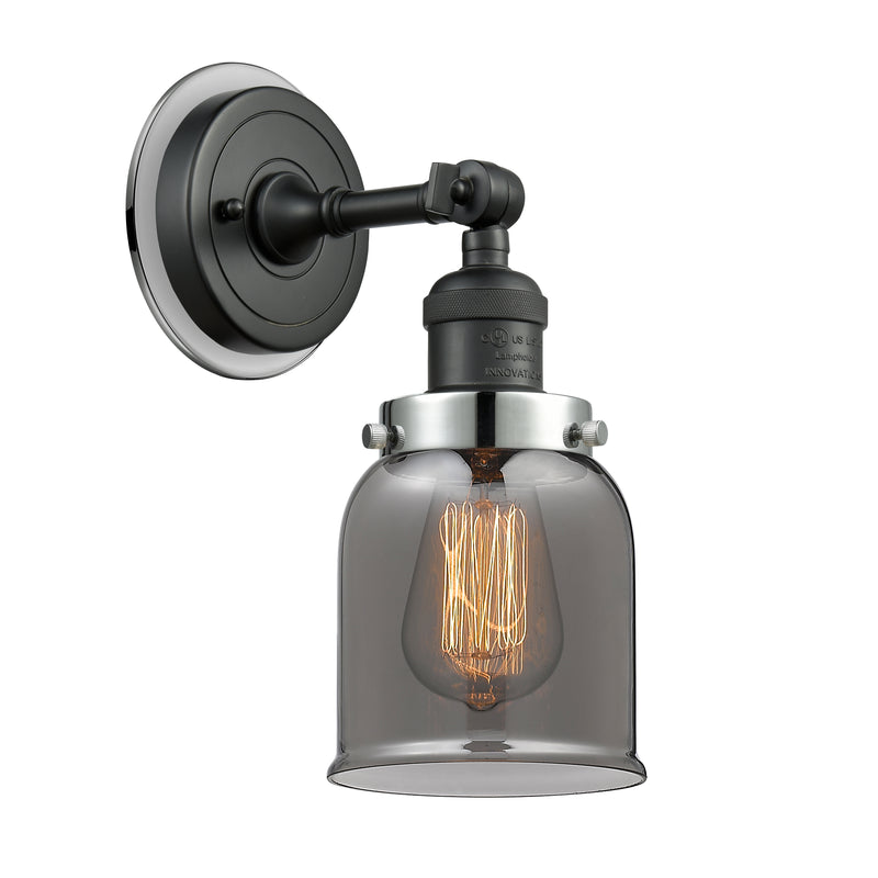 Bell Sconce shown in the Matte Black finish with a Plated Smoke shade