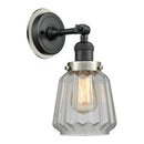 Chatham Sconce shown in the Matte Black finish with a Clear shade