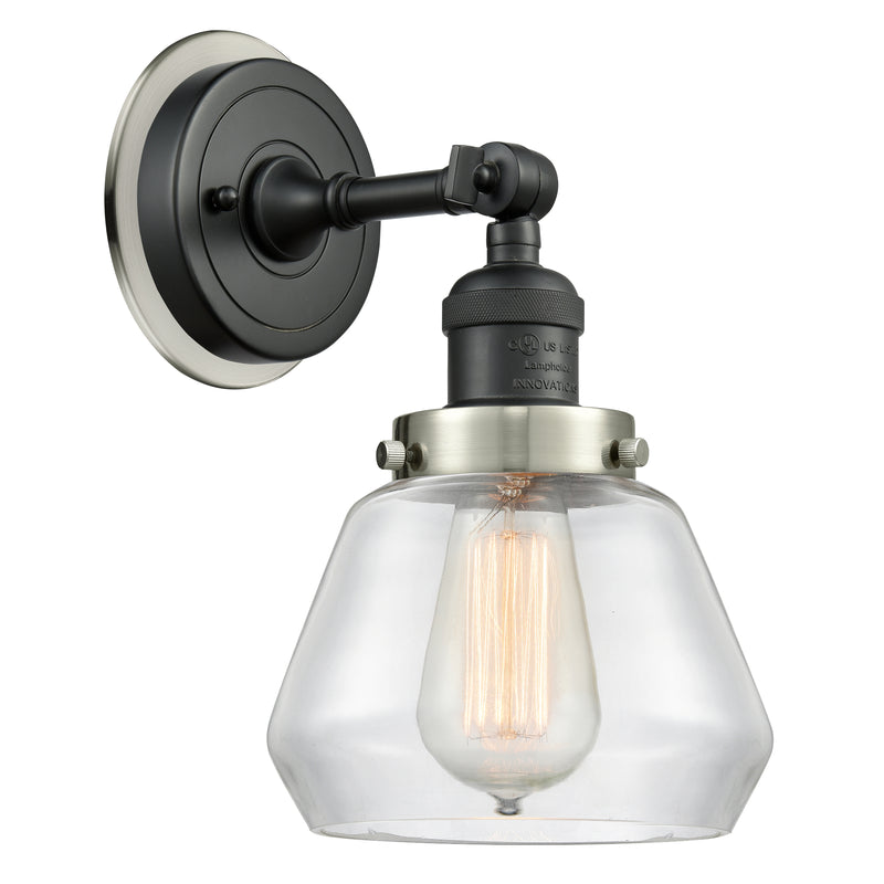 Fulton Sconce shown in the Matte Black finish with a Clear shade