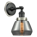 Fulton Sconce shown in the Matte Black finish with a Plated Smoke shade