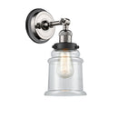 Canton Sconce shown in the Polished Nickel finish with a Clear shade