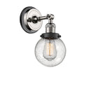 Beacon Sconce shown in the Polished Nickel finish with a Seedy shade