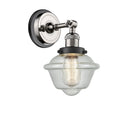 Oxford Sconce shown in the Polished Nickel finish with a Seedy shade