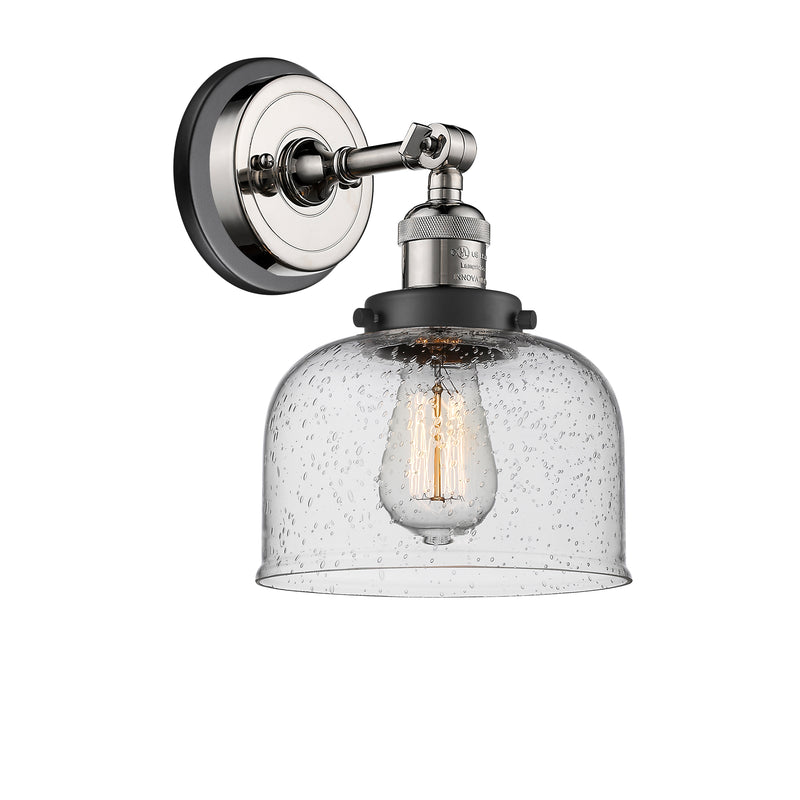 Bell Sconce shown in the Polished Nickel finish with a Seedy shade