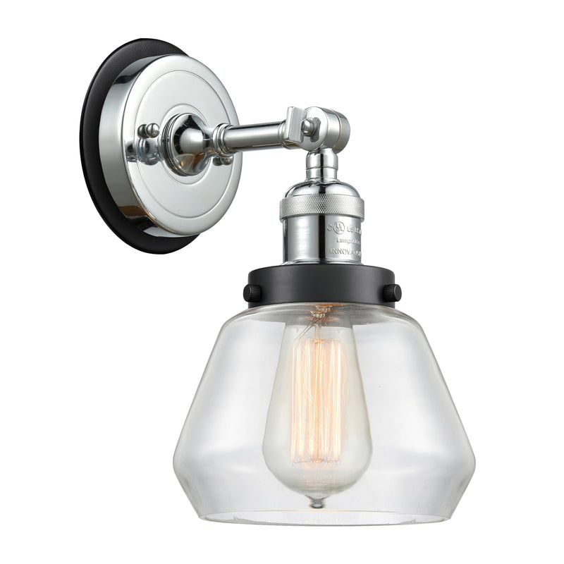 Fulton Sconce shown in the Polished Chrome finish with a Clear shade