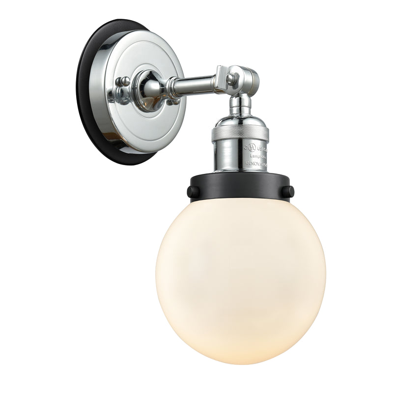 Beacon Sconce shown in the Polished Chrome finish with a Matte White shade