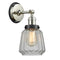 Chatham Sconce shown in the Polished Nickel finish with a Clear shade