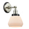 Fulton Sconce shown in the Polished Nickel finish with a Matte White shade