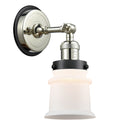 Canton Sconce shown in the Polished Nickel finish with a Matte White shade