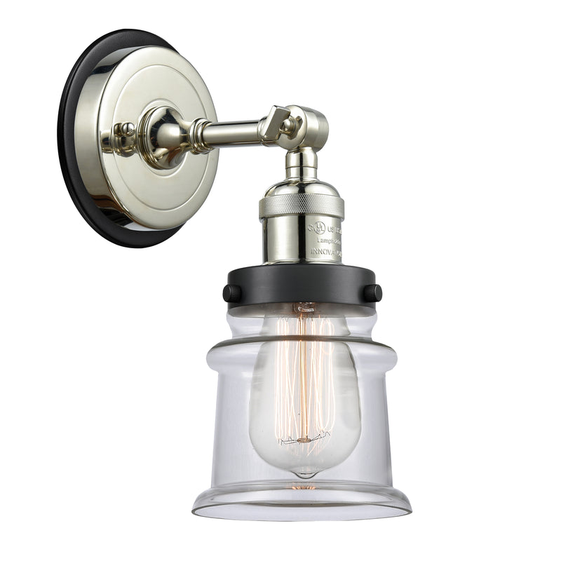 Canton Sconce shown in the Polished Nickel finish with a Clear shade