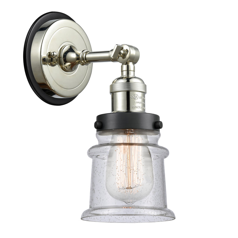 Canton Sconce shown in the Polished Nickel finish with a Seedy shade