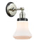 Bellmont Sconce shown in the Polished Nickel finish with a Matte White shade