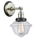 Oxford Sconce shown in the Polished Nickel finish with a Clear shade