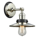 Railroad Sconce shown in the Polished Nickel finish with a Polished Nickel shade