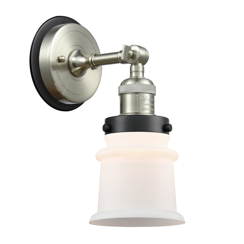 Canton Sconce shown in the Brushed Satin Nickel finish with a Matte White shade