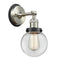 Beacon Sconce shown in the Brushed Satin Nickel finish with a Clear shade